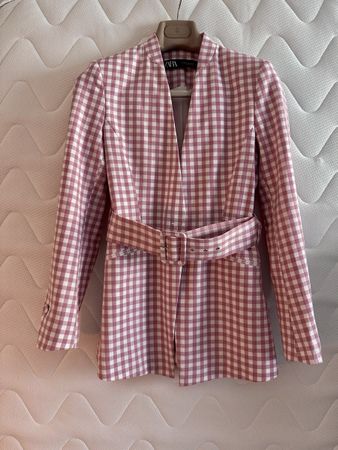 Zara Anzug Karo rosa weiss Grösse S und XS