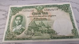 20 Baht Thailand 1957 banknote guter Zustand