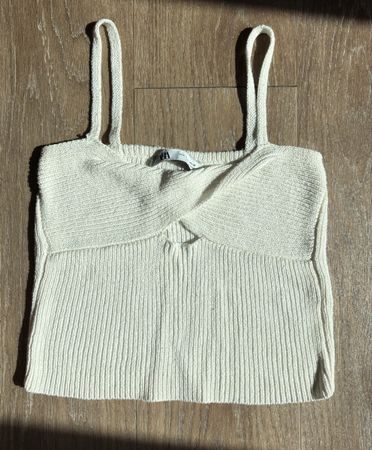 Weißes Rippstrick-Top von Zara, Größe S