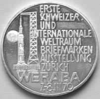 Silber-Med., 900/15 gr/ WERABA Zürich, 1. Weltraumaustellung
