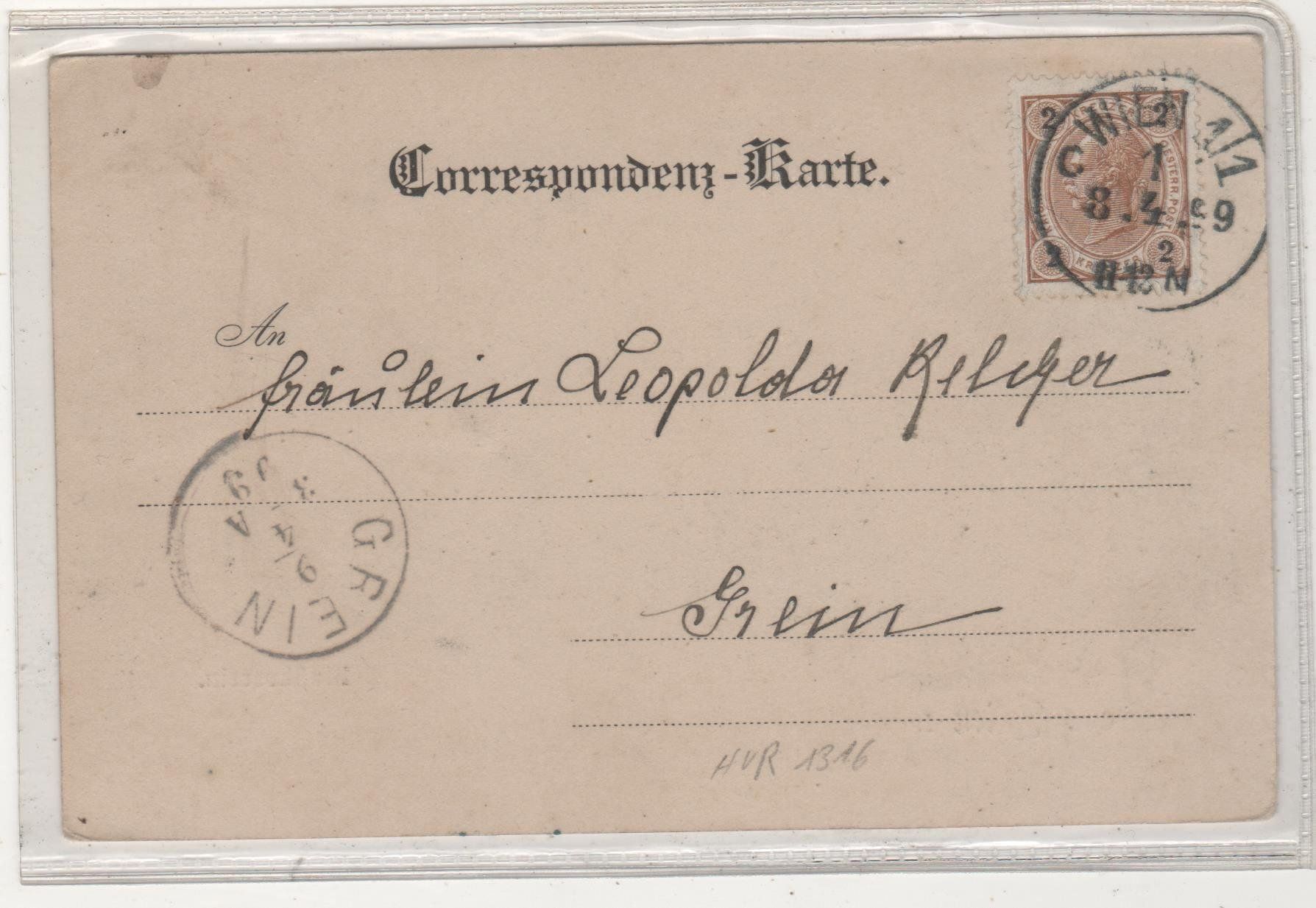 Ansichtskarten: Ansichtskarte Wien Musikverein 1899 – Gebraucht aus Remetschwil von Hofiii 1