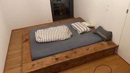 wunderschönes handgefertigtes Bett aus Altholz, ohne Metall