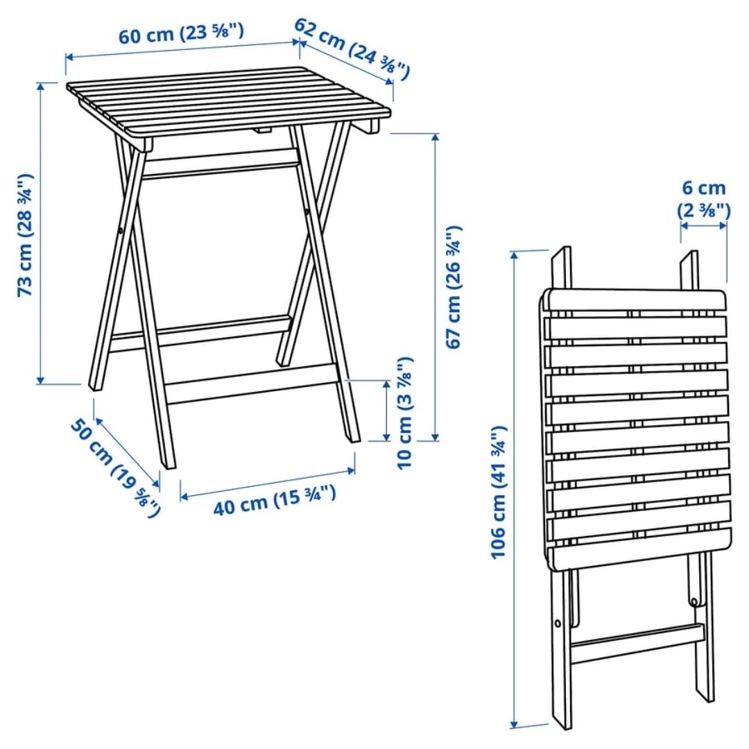 Ikea Set di tavolo e panche: Klappbarer Holztisch mit 2 Klappstühlen. – Usato da Baden venduto da maj_m9ml 2