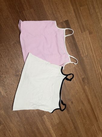 Set 2 Tanktops, rosa & weiss, Grösse M