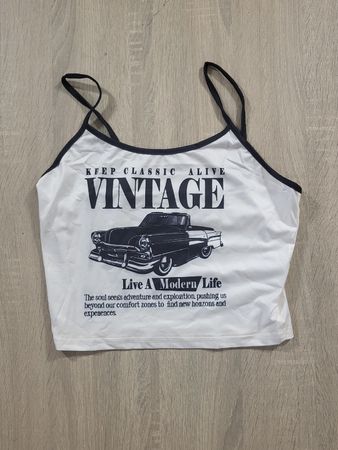 Débardeur femme blanc imprimé vintage taille S