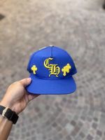 Chrome Hearts CH Cross Trucker Hat – Royal Blue/Yellow Cross