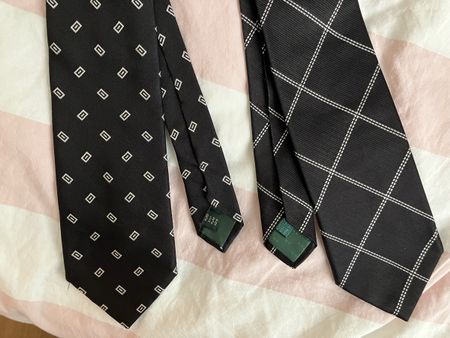 2 x Krawatte, Krawatten, schwarz, 100% Seide, Zadi Milano