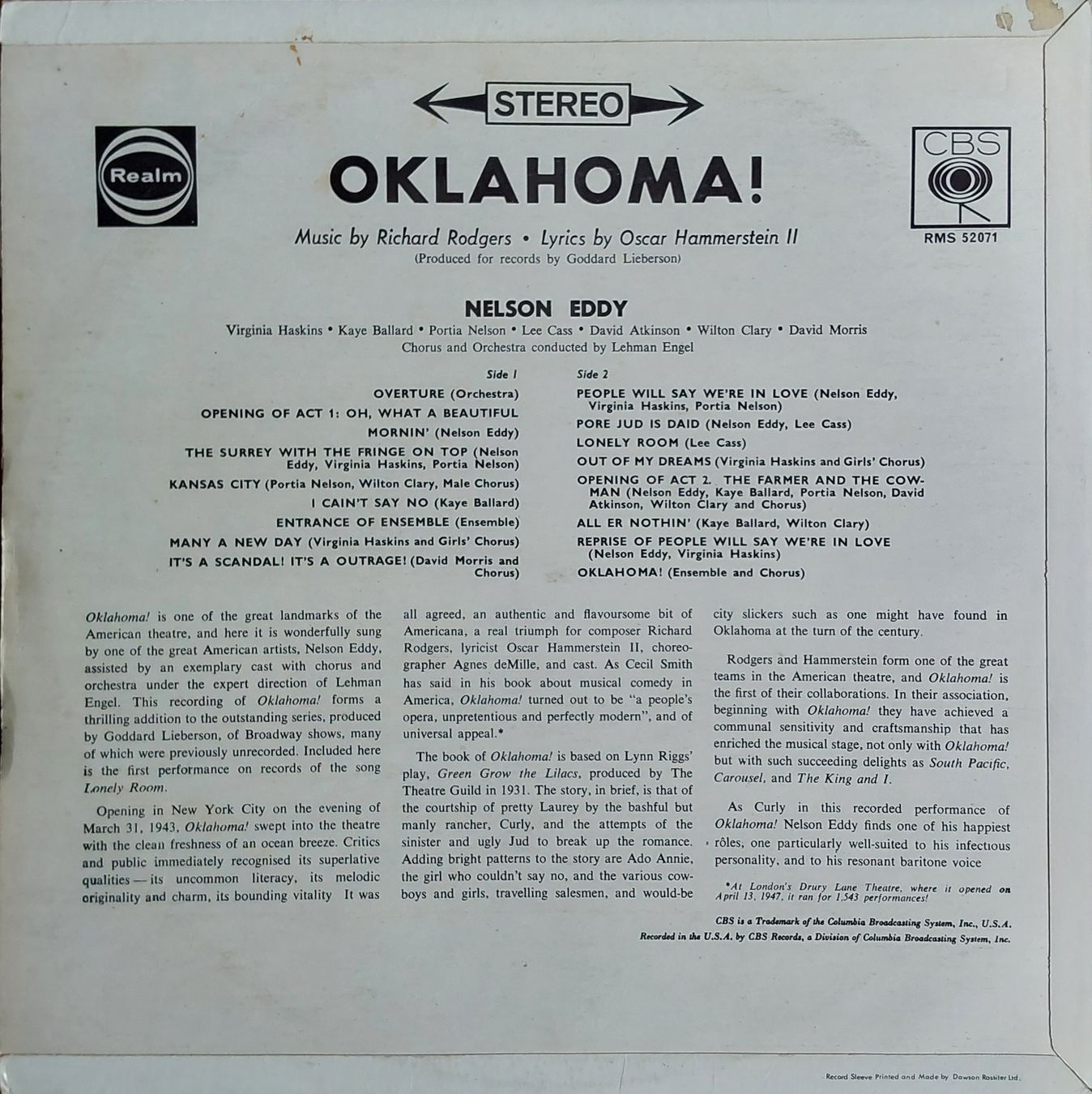 Schallplatten: LP Vinyl - Nelson Eddy -Oklahoma -UK – Gebraucht aus Villeret von Fil11 1