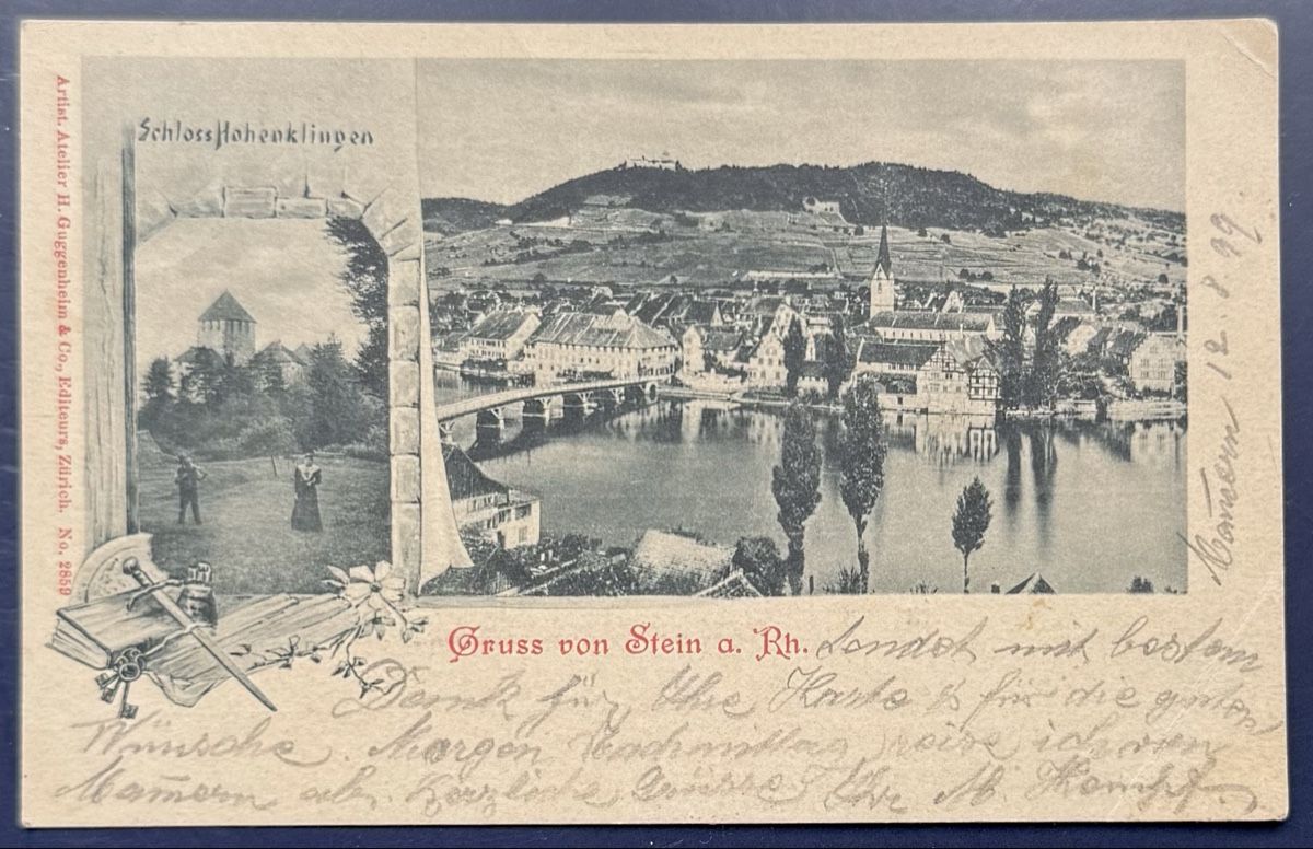 Ansichtskarten: AK: Gruss von Stein a. Rh.  SH, 1899 – Gebraucht aus Bern von felberunderground