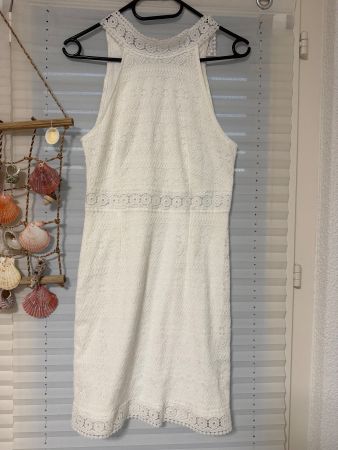 Abito corto donna bianco in pizzo Gr s