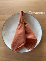 90er Set Stoffservietten aus Baumwolle, terracotta, NEU