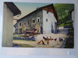 Alte Ansichtskarte, Engadiner Hauser, Pontresina 1919