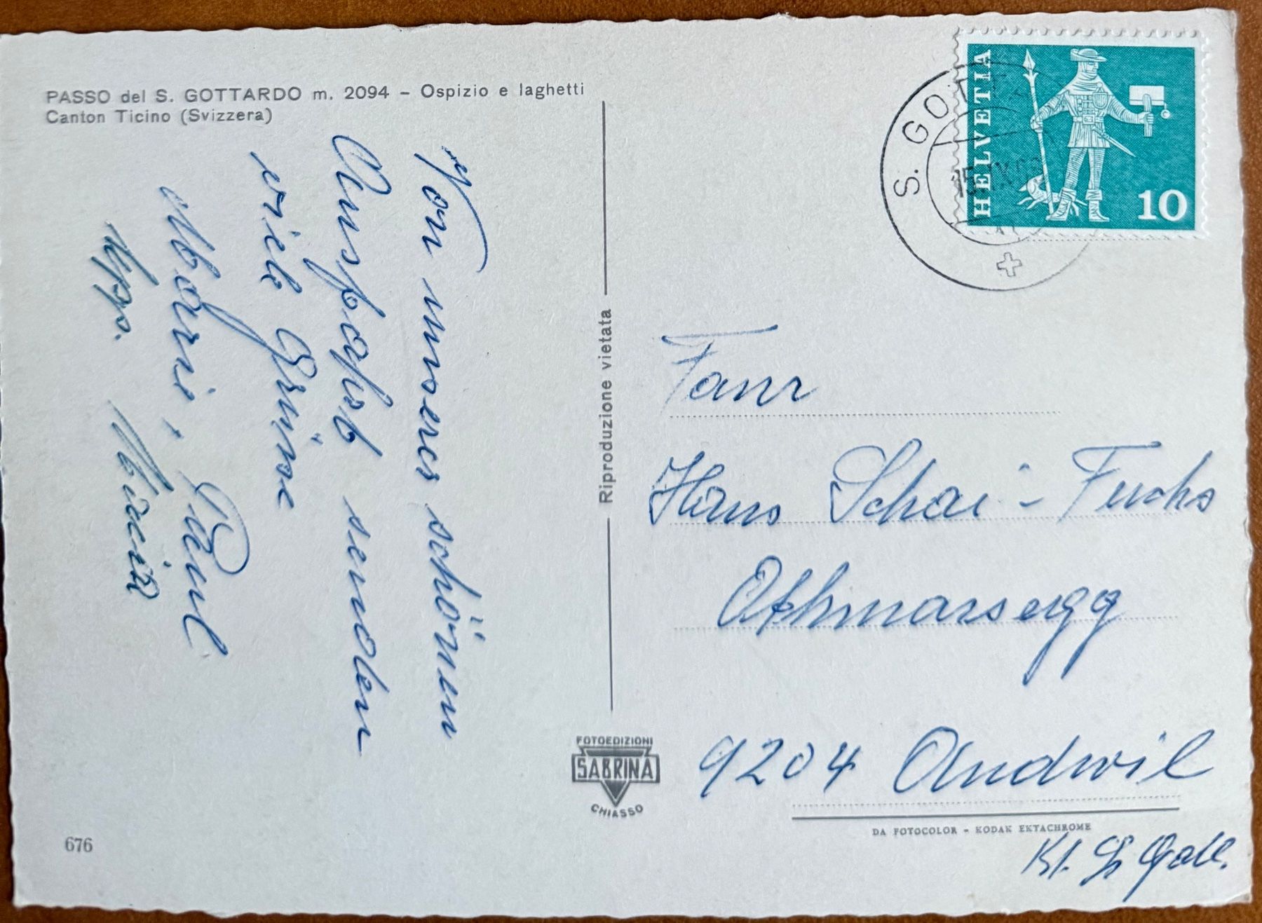 Cartoline postali: S. Gottardo - Animation 1960 – Usato da Lutry venduto da Ediego 1