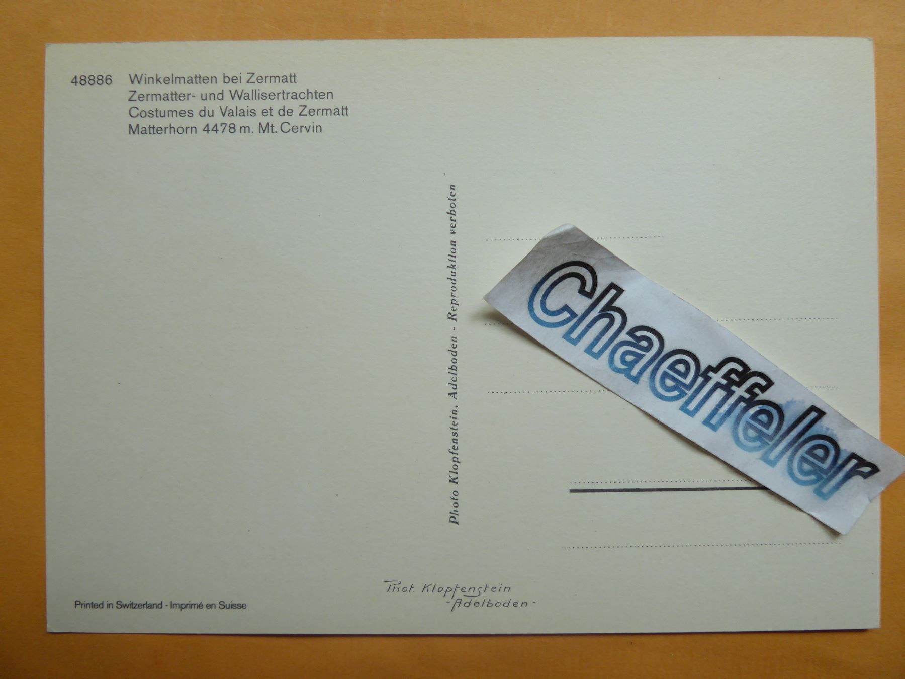 Cartoline postali: Winkelmatten bei Zermatt – Nuovo (secondo la descrizione) da Zürich venduto da Chaeffeler 1