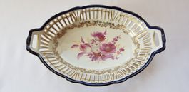 Porzellan-Schälchen durchbrochen oval mit Henkel 25 cm