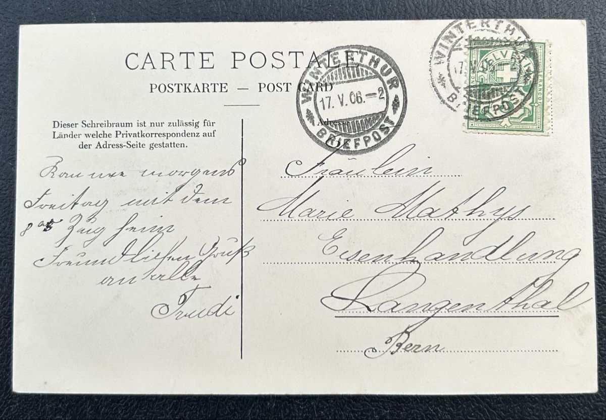 Cartoline postali: Winterthur Bankstrasse 1906 – Usato da Horw venduto da Tellbub 1