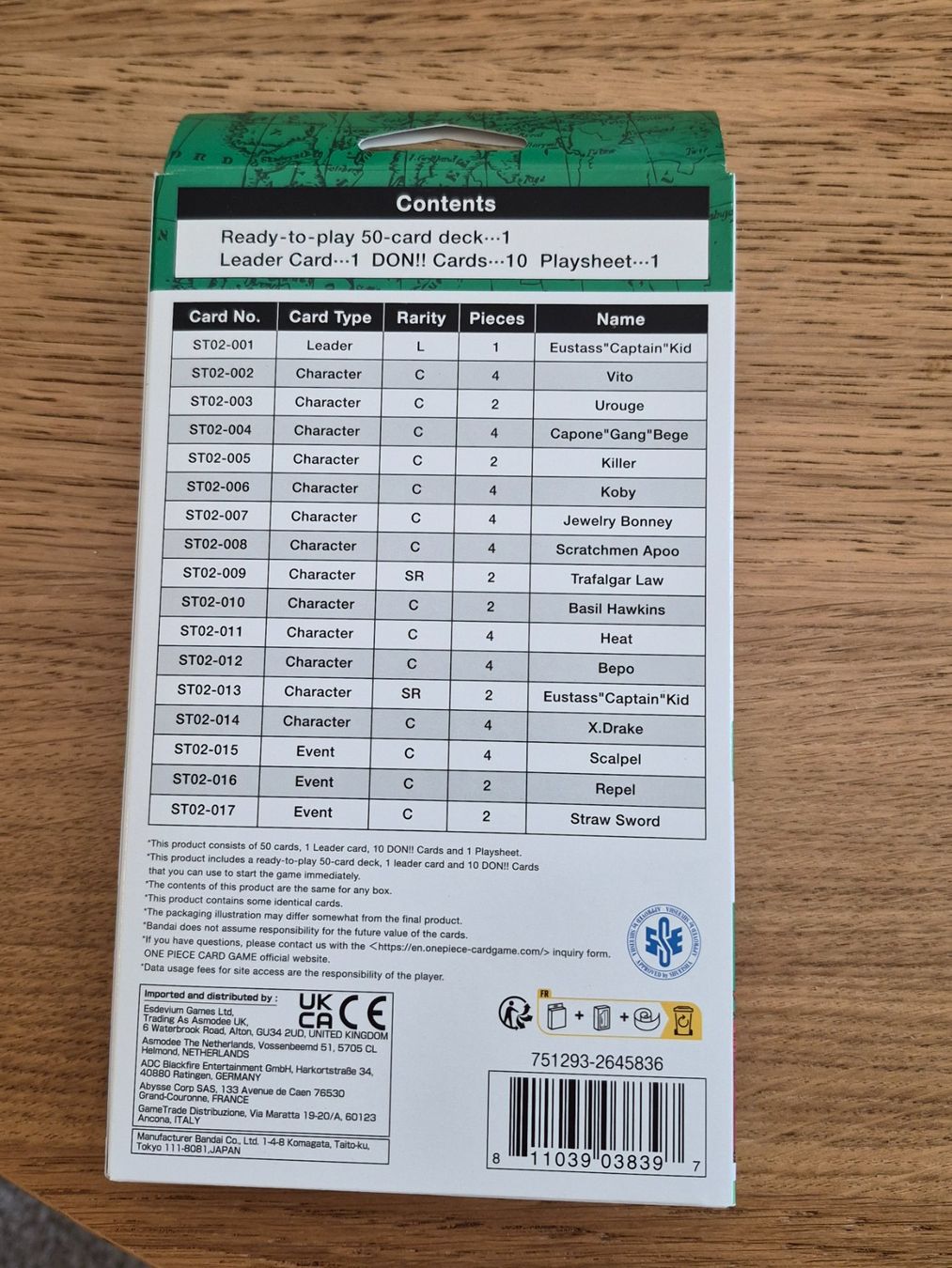 Giochi: One Piece Kartenspiel Starter Deck ST02 Worst Generation – Nuovo e nell'imballaggio originale da Hermetschwil-Staffeln venduto da Hakicards 1