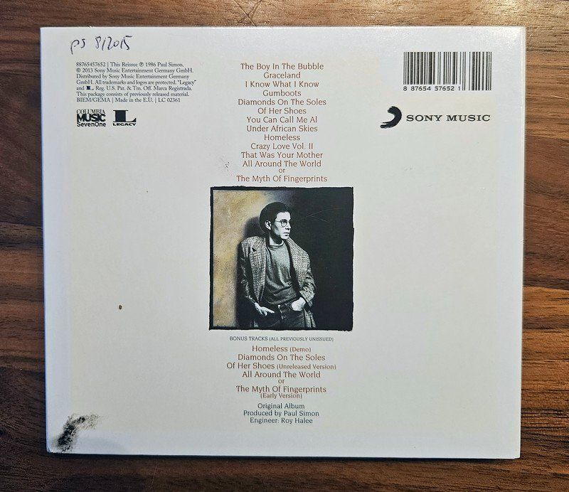 CD: CD Paul Simon "Graceland" – Usato da Zürich venduto da phillyboy2007 1