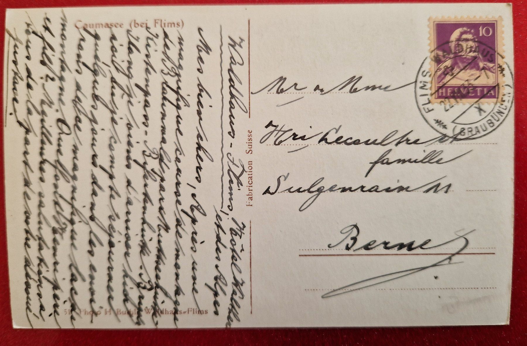 Cartoline postali: Caumasee 1933 – Usato da Melchnau venduto da Fishel 1