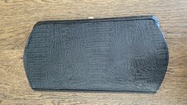Elegante Vintage Clutch, schwarz blau gemustert Handtasche