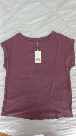 Tee-shirt col bateau aubergine neuf avec étiquette