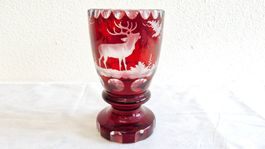 Magnifique ancien vase en cristal de Bohême