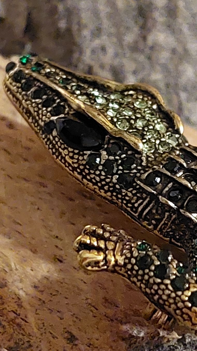 Broches & Aiguilles: Grosse Krokodil Brosche mit Strass - 14 cm – Neuf (Voir description) à Oberwil BL par Hunajakakku 3