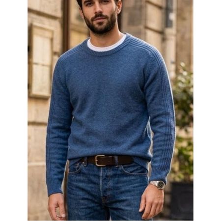 pull bleu en bio cachmere taille M marque Manor pour homme