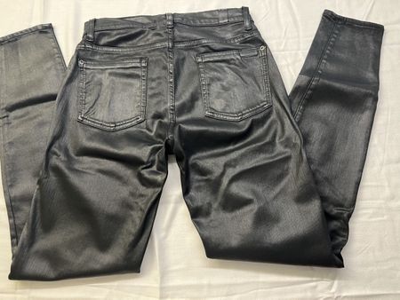 7 for all Mankind Damen Jeans Hose, Schwarz, beschichtet, Gr