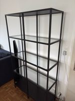Regal Metall Schwarz mit Glasböden (Gebraucht)