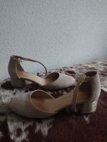 Wildleder Pumps mit goldenem Absatz, Gr. 37
