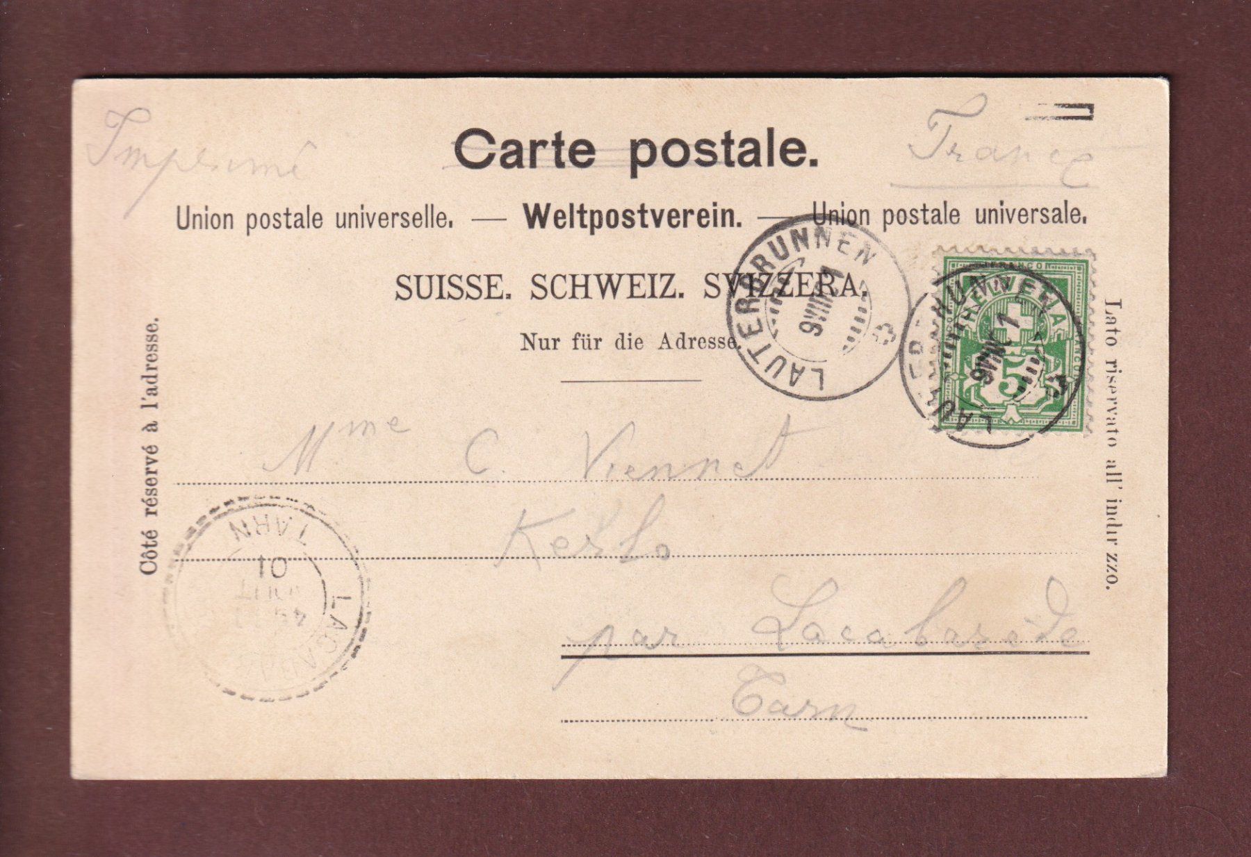 Ansichtskarten: WENGERNALPBAHN bei Wengen - 1901 – Gebraucht aus Pully von nicecards 1