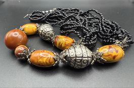 Vintage Halskette orange und schwarz