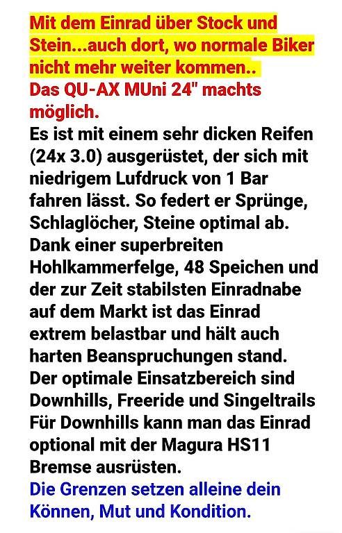 Biciclette: QU-AX Gelände Einrad – Usato da Thun venduto da gvo_t8nz 1
