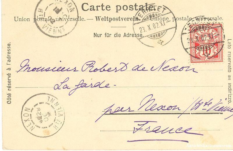 Cartoline postali: Montreux - Mont-Fleuri + 1902 – Usato da Emmenbrücke venduto da teestube 1
