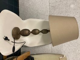Stehlampe Metall antik-look 4  brauner Lampenschirm