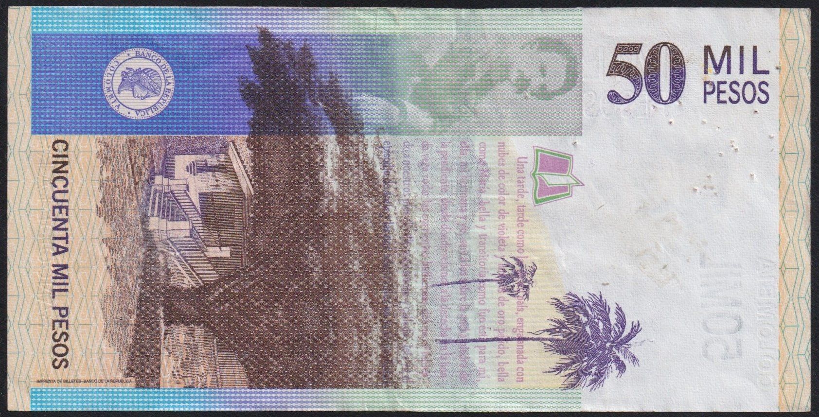 Banconote: Kolumbien 50'000 Pesos 2012 – Usato da Brugg AG venduto da banknoten_muesli 1