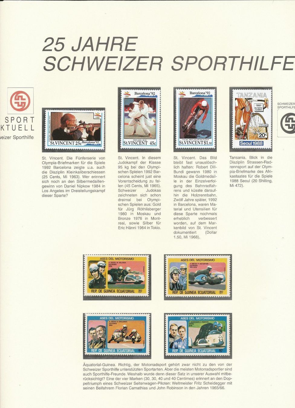 Tutti i francobolli: Schweizer Sporthilfe Briefmarken Band 2 – Nuovo e nell'imballaggio originale da Neuenegg venduto da muenzenweber-ch 1