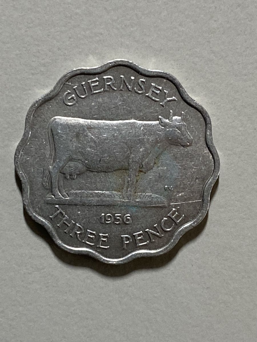 Tutti le monete: Guernesey GB - 3 pence - 1956 – Usato da Payerne venduto da Mike1682