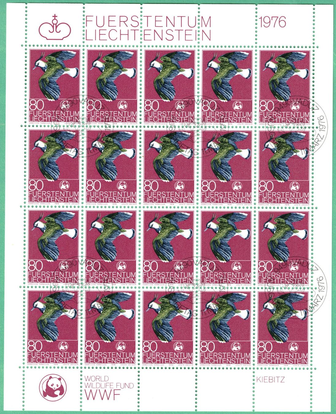 Alle Briefmarken: KB  WWF  1976      gestempelt  Ersttag – Neu (gemäss Beschreibung) aus Mellingen von Ginger