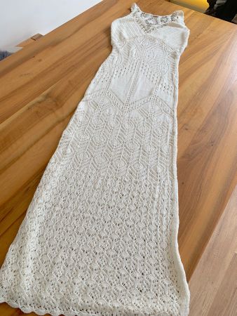 TWINSET MILANO aufwändiges Häckelkleid creme Gr. XS