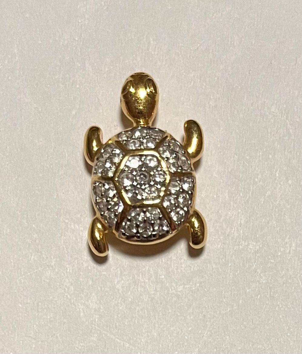 Plaketten & Abzeichen: Schildkröte Pin mit Steinchen besetzt – Gebraucht aus Altdorf UR von Mini037