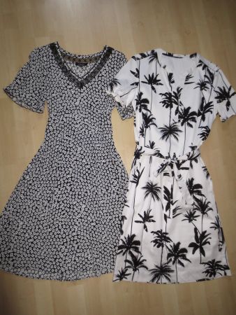 2 TOLLE UND LEICHTE SOMMERKLEIDER GR.36/S, SCHWARZ/WEISS,NEU