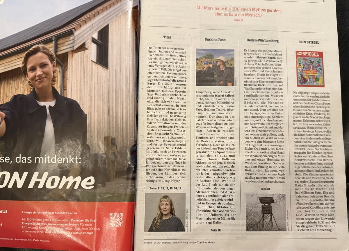 Riviste & Magazine: 2x Der Spiegel/ Epstein/Brandmauer/2.26 – Usato da hunzenschwil venduto da Oldipark 5