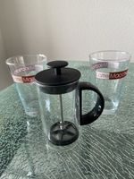 Neuer Bodum Milchschäumer und 2 Late Macchiato Gläser