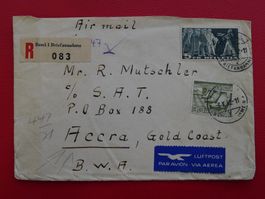 1952: rarer Flugpost-BRIEF: ACCRA AFRIKA (Cold Coast) +N.217
