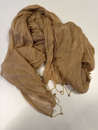 Leichter Sommer Schal in Beige mit Gold Details, Top!