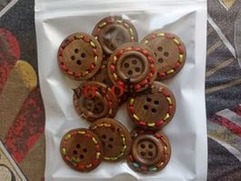 100x runde Holzknöpfe 25 mm peruanischen Stil - Bouton bois