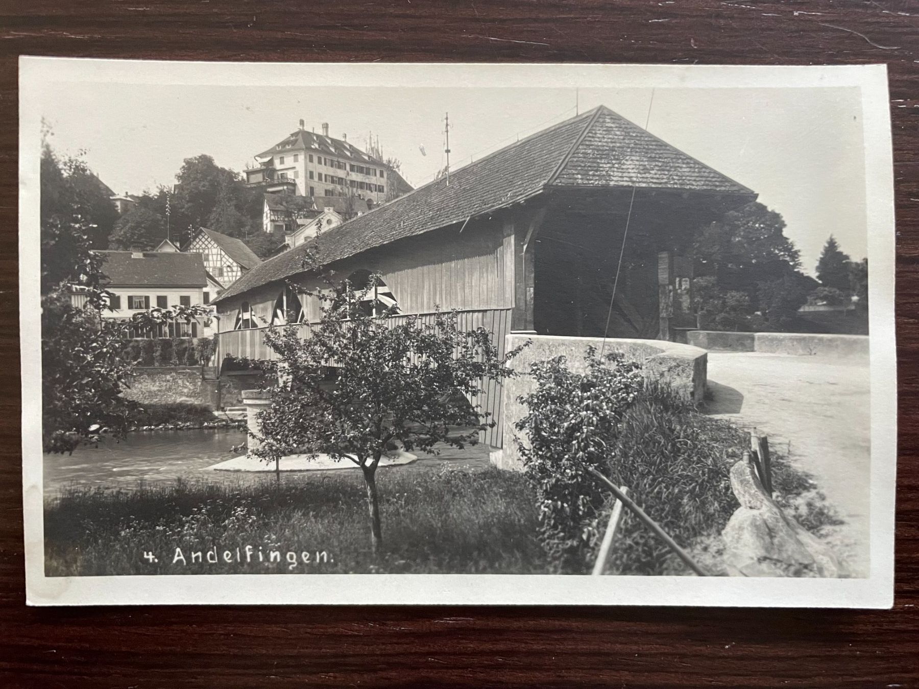 ANDELFINGEN Fotokarte, gedeckte Holzbrücke über die Thur (Gebraucht) in ...