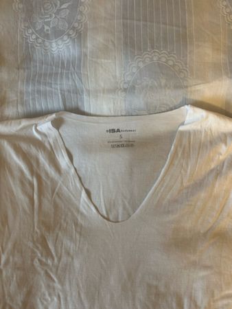 ISA Bodywear T-Shirt weiss V-Ausschnitt Grösse S gebraucht